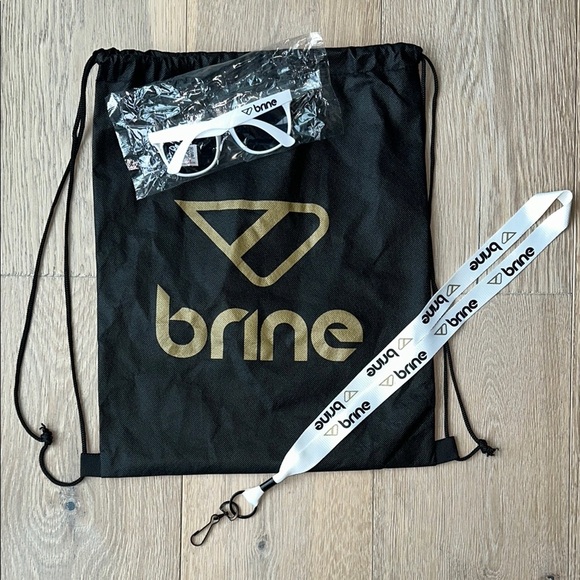 Brine Bag Gift Set 🥍 Black and Gold Drawstring Bag Lanyard and Sunglasses Bundle - Picture 1 of 2